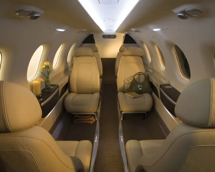 Representative cabin interior of the Embraer Phenom 300E